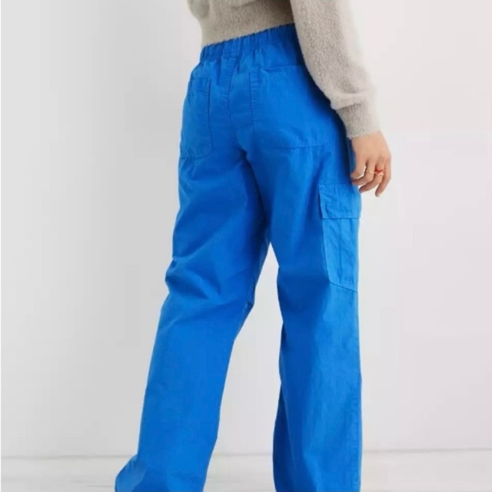 NWT Aerie baggy cargo skater pants XS cotton sustainable drawstring cobalt blue - Picture 2 of 15